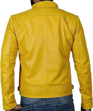 MEN’S YELLOW CAFE RACER LEATHER BIKER JACKET
