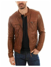 Noora men's Brown leather Motorcycle Biker jacket
