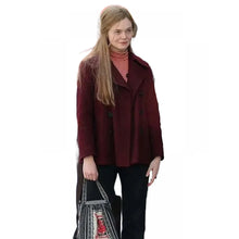 A Complete Unknown Elle Fanning Maroon Coat
