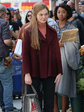 Elle Fanning A Complete Unknown Maroon Coat