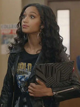 Samantha Logan All American S06 Olivia Baker Black Biker Studded Leather Jacket