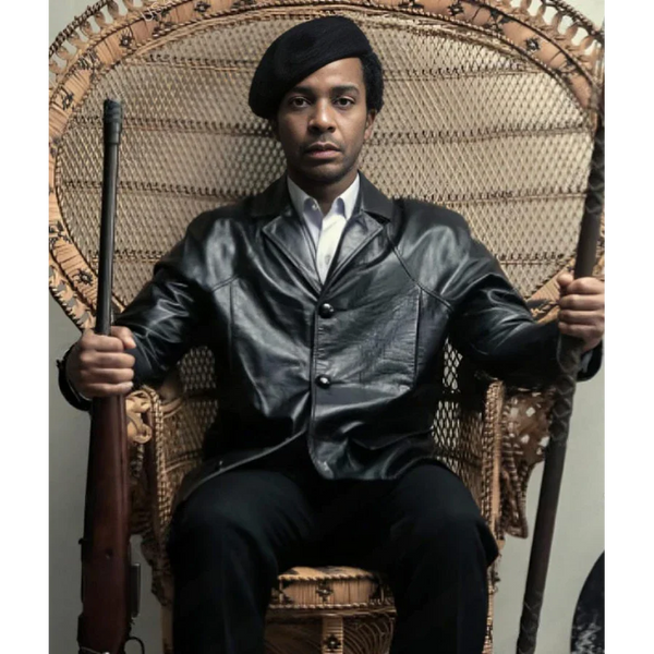 Huey P. Newton The Big Cigar Black Leather Coat