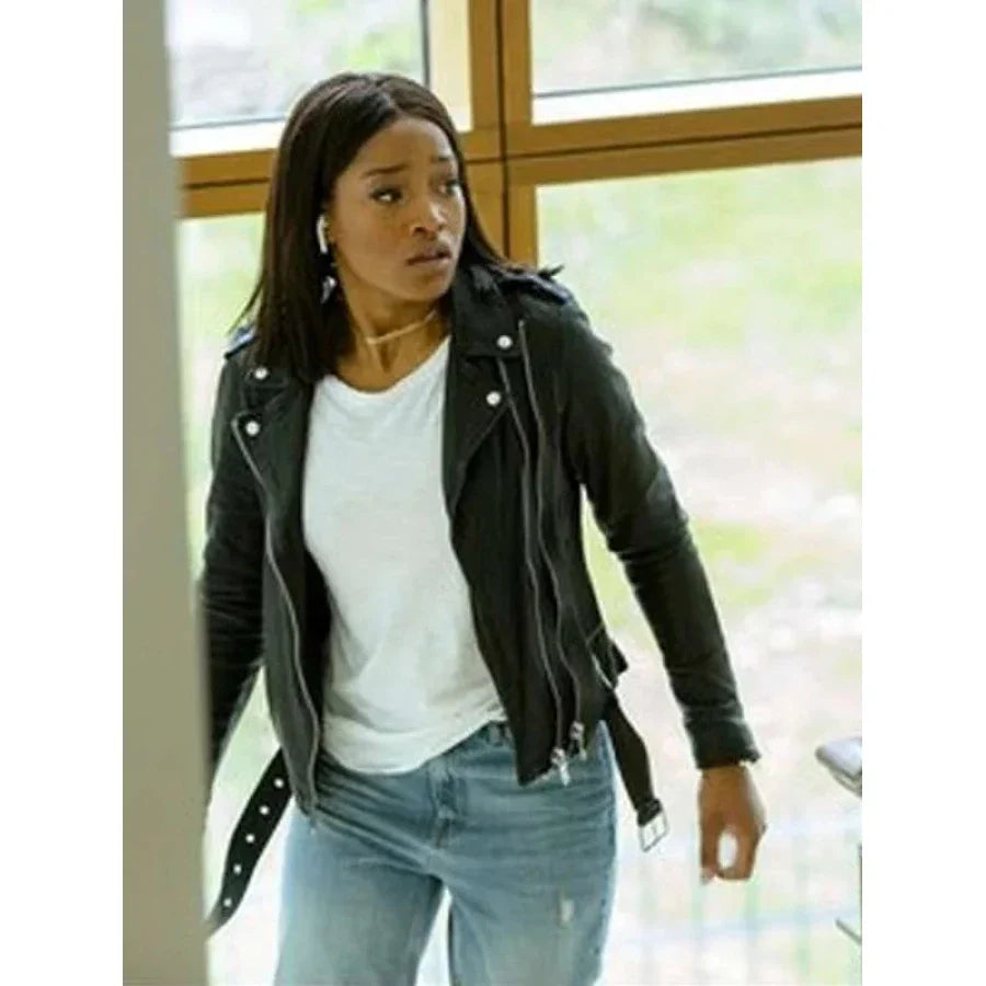 Keke Palmer Berlin Station Black Biker Leather Jacket