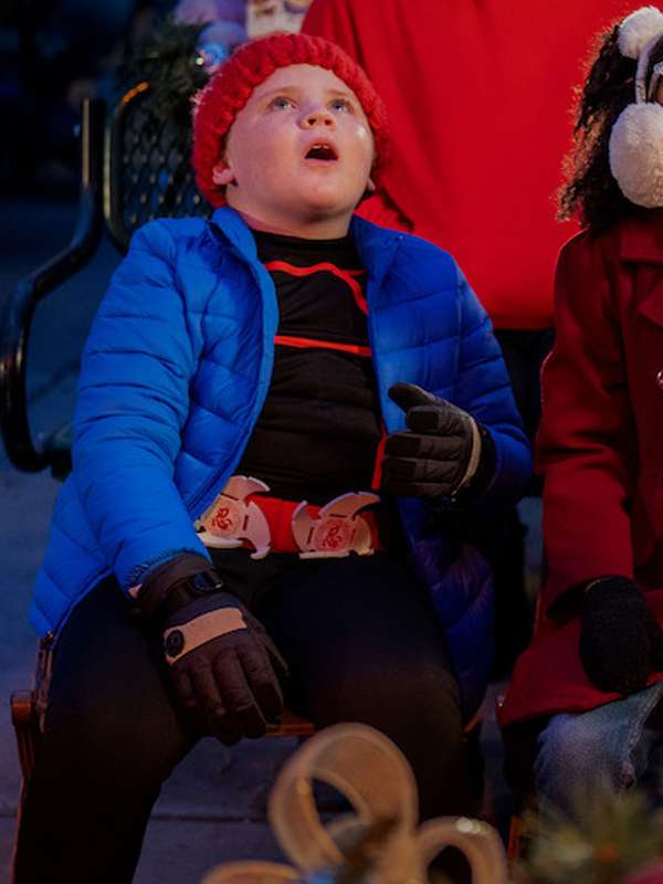 Wyatt Hunt Best Christmas Ever 2023 Blue Puffer Jacket