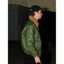 Justin Bieber Date Night Green Leather Jacket