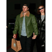 Justin Bieber Date Night Green Leather Jacket