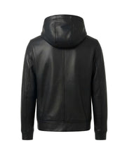 Black Zip-Up Leather Hoodie