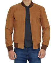 Brennan Men’s Brown Comfy Suede Bomber Jacket