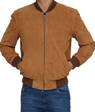 Brennan Men’s Brown Comfy Suede Bomber Jacket