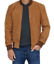 Brennan Men’s Brown Comfy Suede Bomber Jacket