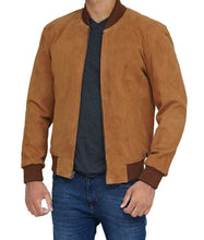 Brennan Men’s Brown Comfy Suede Bomber Jacket