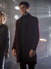Gotham David Mazouz Maroon Wool Coat