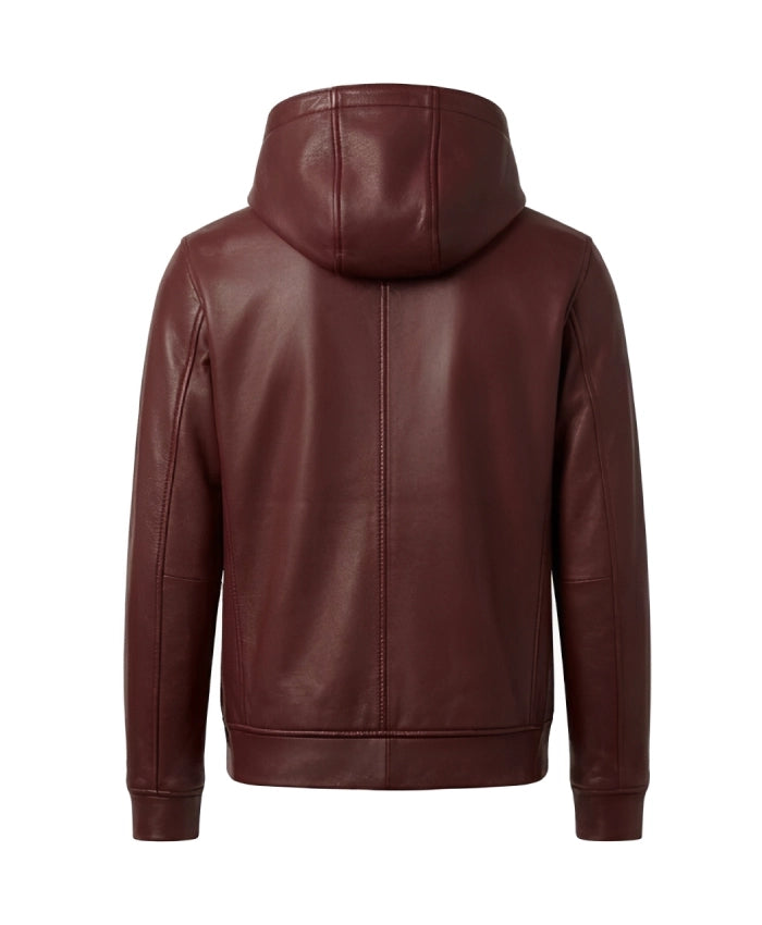 Burgundy Leather Hoodie