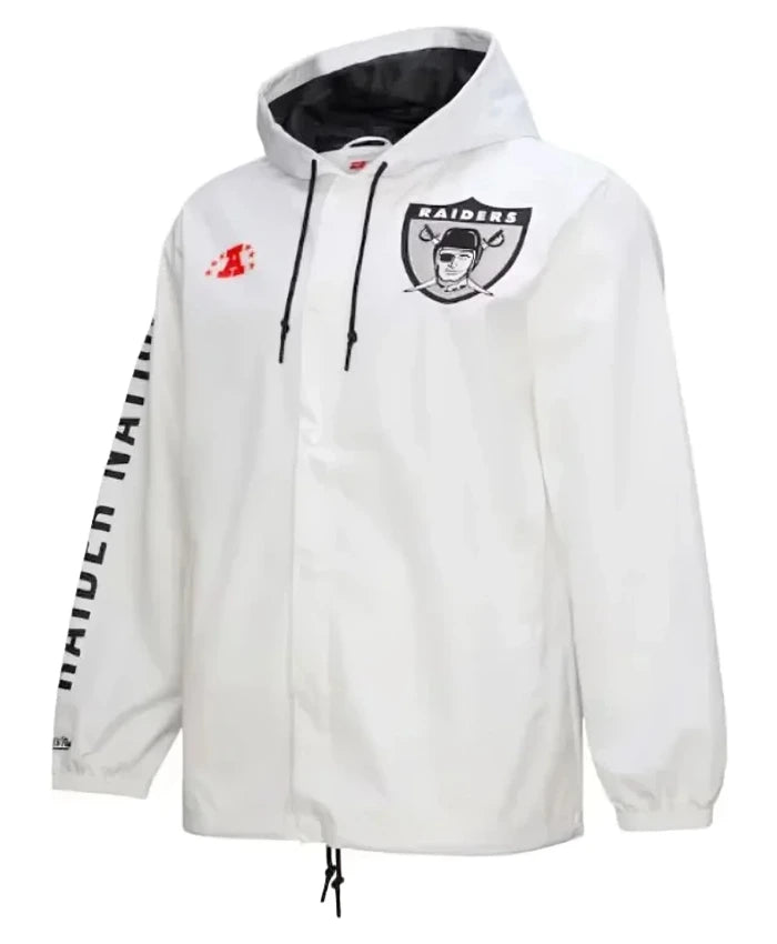 Raiders Coaches Full-Snap White Hoodie