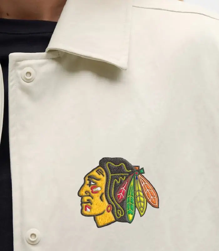 Chicago Blackhawks Heathered Bone Coach’s Jacket