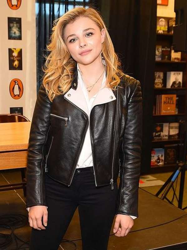 Chloe Grace Moretz Black Leather Jacket