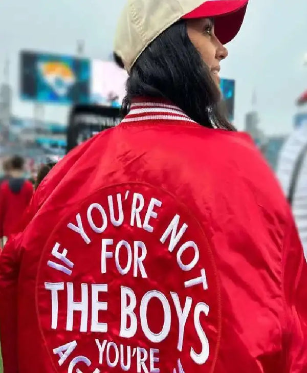 Claire Kittle The Boys Red Bomber Jacket For Men and Women