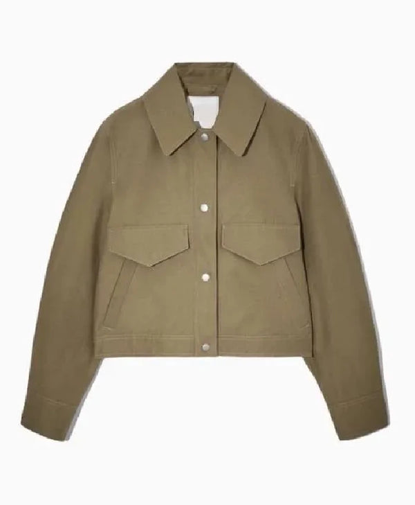 Cush Jumbo Criminal Record 2024 Green Cropped Jacket