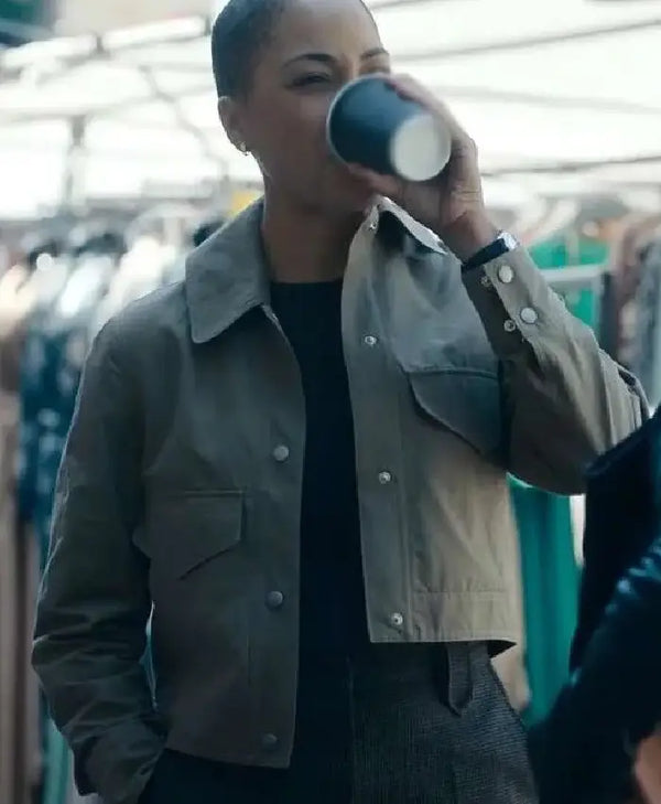 Cush Jumbo Criminal Record Green Cropped Jacket