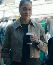 Cush Jumbo Criminal Record 2024 Cropped Green Jacket