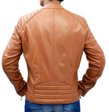 Slim Tan Biker Leather Jacket