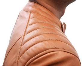 Slim Tan Biker Leather Jacket