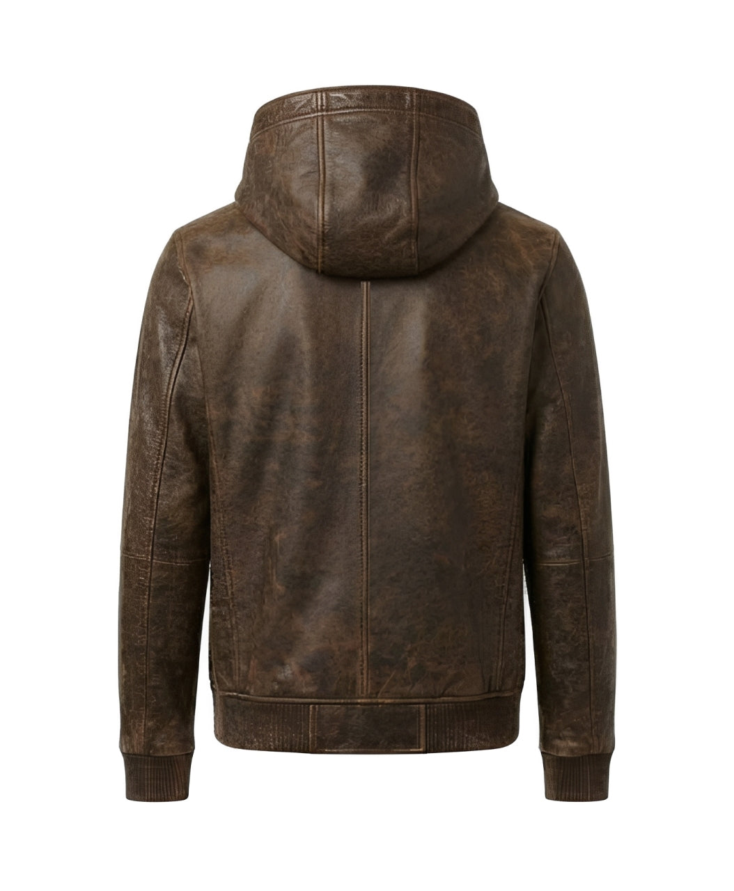 Distressed Brown Leather Hoodie