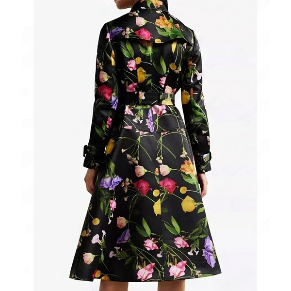 Carrie Preston Elsbeth S01 Black Floral Trench Coat