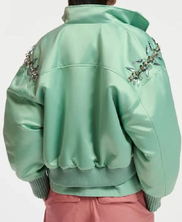 Ashley Park Emily In Paris S04 Green Satin Jacket