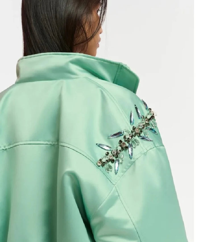 Buy Ashley Park Emily In Paris S04 Green Satin Jacket For Women