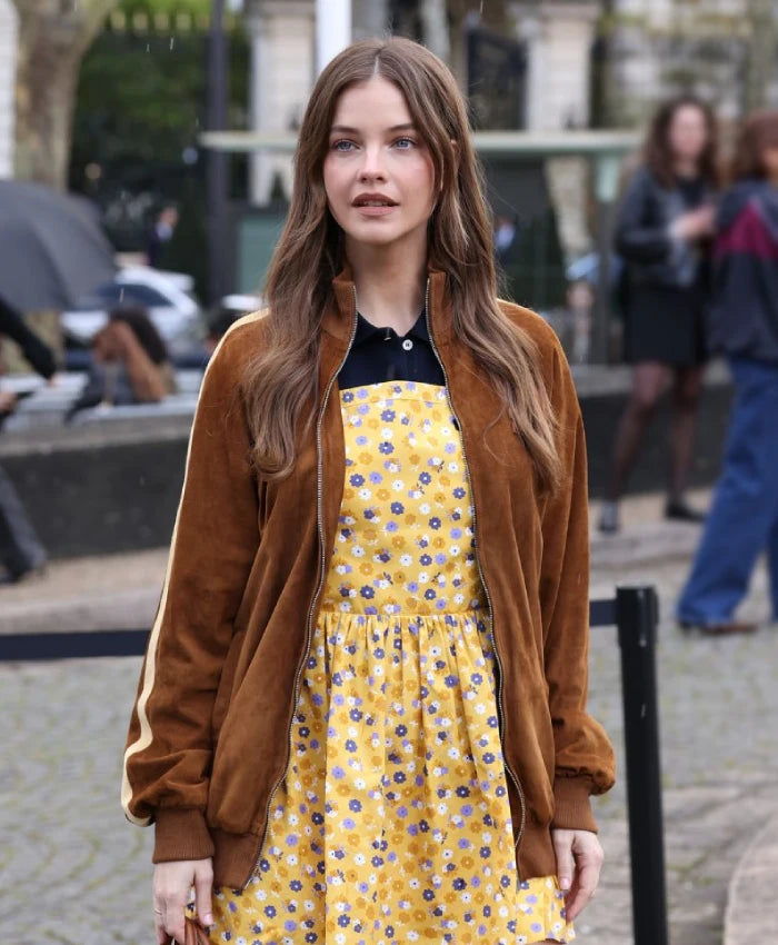 Barbara Palvin Paris Show Brown Suede Jacket
