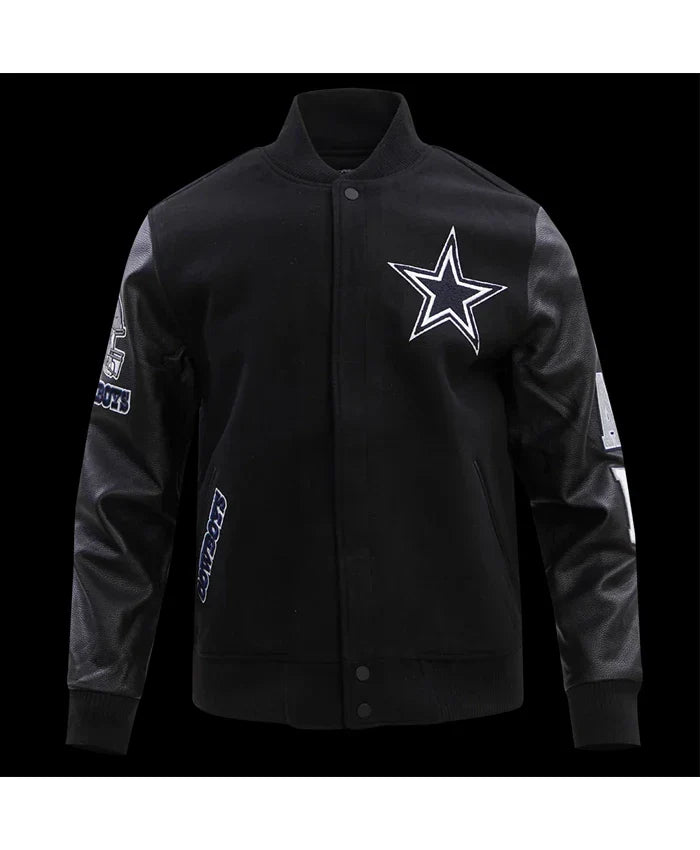 Finn Larkin Dallas Cowboys Black Wool Varsity Jacket