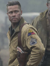 Brad Pitt Fury Khaki Cotton Jacket