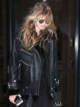 Gigi Hadid Motorcycle Black Shearling Jacket