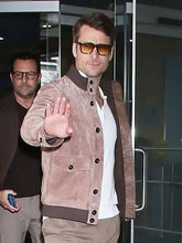 Glen Powell The Drew Barrymore Show NYC Brown Jacket