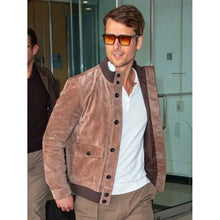 Glen Powell Brown Suede Jacket