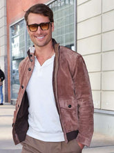Glen Powell The Drew Barrymore Show NYC Brown Jacket