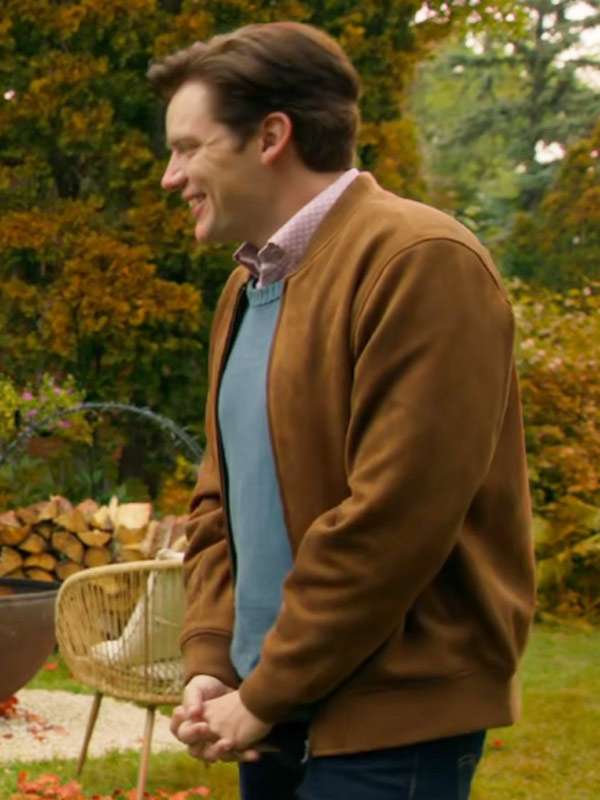 Dominic Sherwood Haunted Wedding 2024 Brown Leather Jacket