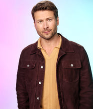 Glen Powell Hit Man 2024 Maroon Jacket