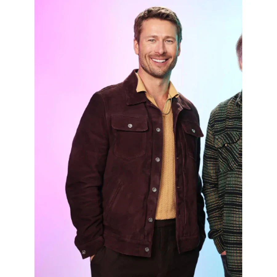 Glen Powell Hit Man Brown Jacket