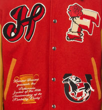 Homme+Femme Red & yellow Letterman Wool & Leather Varsity Jacket