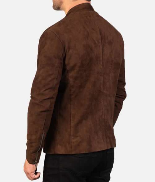 Hunter Men’s Brown Modern Casual Cafe Racer Suede Jacket