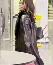 Jenna Ortega Black Shearling Leather Coat