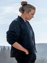 Jodie Comer Killing Eve Black Bomber Jacket