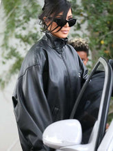 Kim Kardashian 2024 Black Leather Jacket
