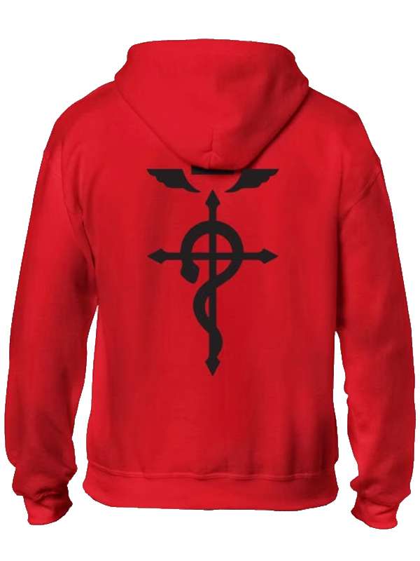 Metal Alchemy Edward Flamel Cross Logo Red Hoodie