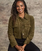 Mekia Cox TV Series The Rookie Nyla Harper Green Suede Leather Jacket For Womens