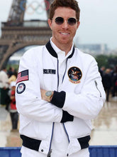 Shaun White Paris Olympics 2024 White Bomber Jacket