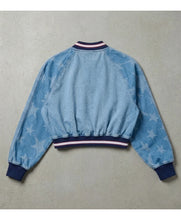 SST Denim Graphic Varsity Bomber Jacket