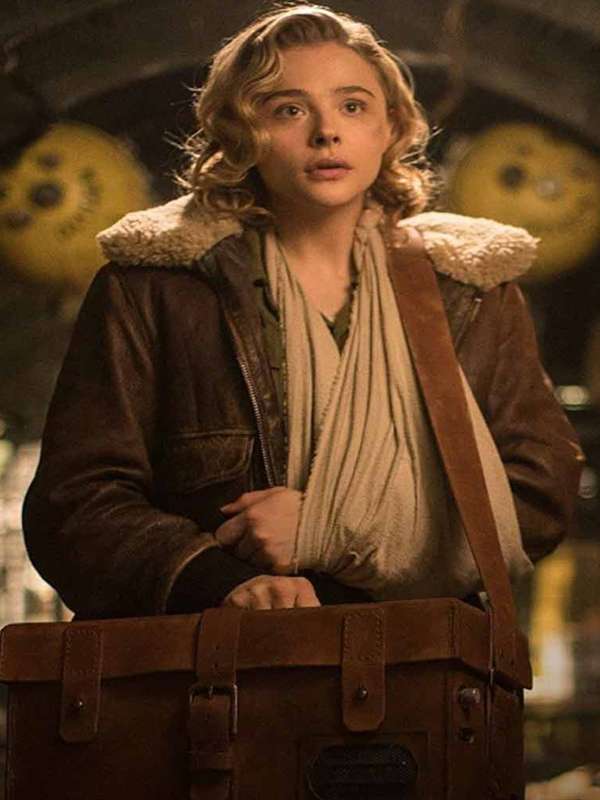 Chloë Grace Moretz Shadow in the Cloud Brown Leather Jacket